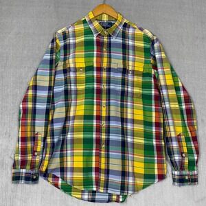 Vtg Polo by Ralph Lauren Button Up Mens Large Madras Plaid Long Sleeve Preppy